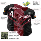 Custom Graffiti Pattern White Black-Crimson 3D Scratch Authentic Baseball Jersey