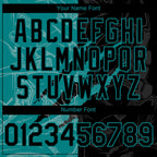 Custom Graffiti Pattern Black-Teal 3D Scratch Authentic Baseball Jersey