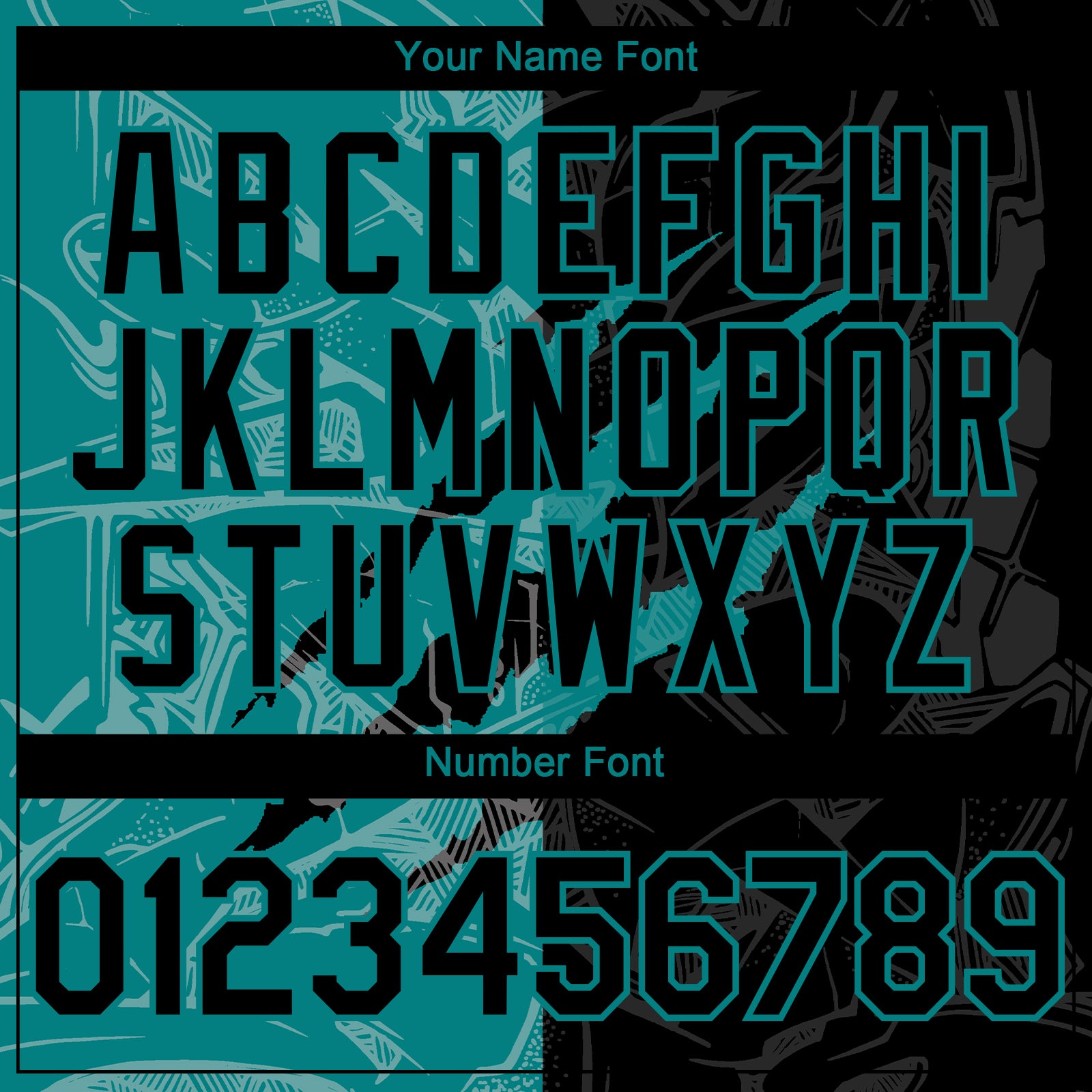 Custom Graffiti Pattern Black-Teal 3D Scratch Authentic Baseball Jersey