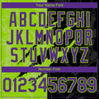 Custom Graffiti Pattern Purple Black-Neon Green 3D Scratch Authentic Baseball Jersey