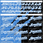 Custom Graffiti Pattern White Black-Electric Blue 3D Scratch Authentic Baseball Jersey