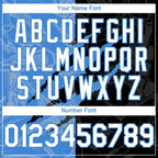 Custom Graffiti Pattern White Black-Electric Blue 3D Scratch Authentic Baseball Jersey