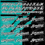 Custom Graffiti Pattern White Black-Aqua 3D Scratch Authentic Baseball Jersey