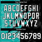 Custom Graffiti Pattern White Black-Aqua 3D Scratch Authentic Baseball Jersey