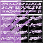 Custom Graffiti Pattern White Black-Medium Purple 3D Scratch Authentic Baseball Jersey