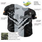 Custom Graffiti Pattern Black-Silver 3D Scratch Authentic Baseball Jersey