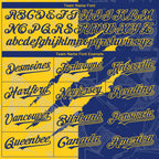 Custom Graffiti Pattern Royal-Yellow 3D Scratch Authentic Baseball Jersey