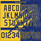 Custom Graffiti Pattern Royal-Yellow 3D Scratch Authentic Baseball Jersey