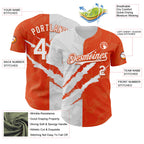 Custom Graffiti Pattern White-Orange 3D Scratch Authentic Baseball Jersey
