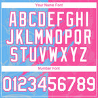 Custom Graffiti Pattern White Pink-Sky Blue 3D Scratch Authentic Baseball Jersey