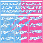 Custom Graffiti Pattern White Pink-Sky Blue 3D Scratch Authentic Baseball Jersey