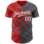 Custom Graffiti Pattern White Steel Gray-Red 3D Scratch Authentic Baseball Jersey