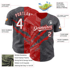 Custom Graffiti Pattern White Steel Gray-Red 3D Scratch Authentic Baseball Jersey