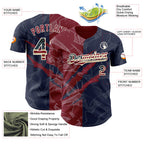 Custom Graffiti Pattern Vintage USA Flag Navy Crimson-Cream 3D Scratch Authentic Baseball Jersey