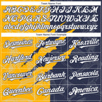 Custom Graffiti Pattern White Navy-Gold 3D Scratch Authentic Baseball Jersey