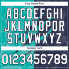 Custom Graffiti Pattern White Navy-Aqua 3D Scratch Authentic Baseball Jersey