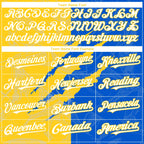 Custom Graffiti Pattern White Thunder Blue-Yellow 3D Scratch Authentic Baseball Jersey