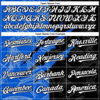 Custom Graffiti Pattern White Black-Thunder Blue 3D Scratch Authentic Baseball Jersey