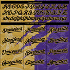 Custom Graffiti Pattern Black Purple-Old Gold 3D Scratch Authentic Baseball Jersey