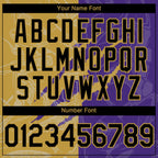 Custom Graffiti Pattern Black Purple-Old Gold 3D Scratch Authentic Baseball Jersey