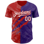 Custom Graffiti Pattern White Purple-Red 3D Scratch Authentic Baseball Jersey