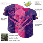 Custom Graffiti Pattern Purple-Pink 3D Scratch Authentic Baseball Jersey