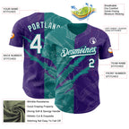 Custom Graffiti Pattern White Purple-Teal 3D Scratch Authentic Baseball Jersey