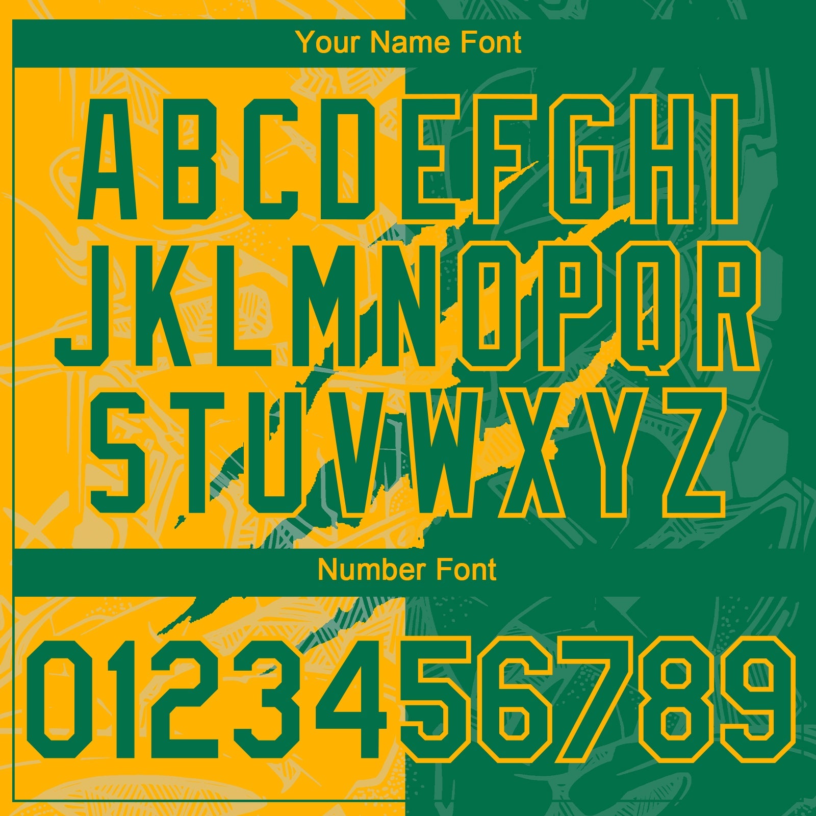 Custom Graffiti Pattern Kelly Green-Gold 3D Scratch Authentic Baseball Jersey