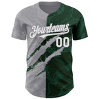 Custom Graffiti Pattern White Green-Gray 3D Scratch Authentic Baseball Jersey
