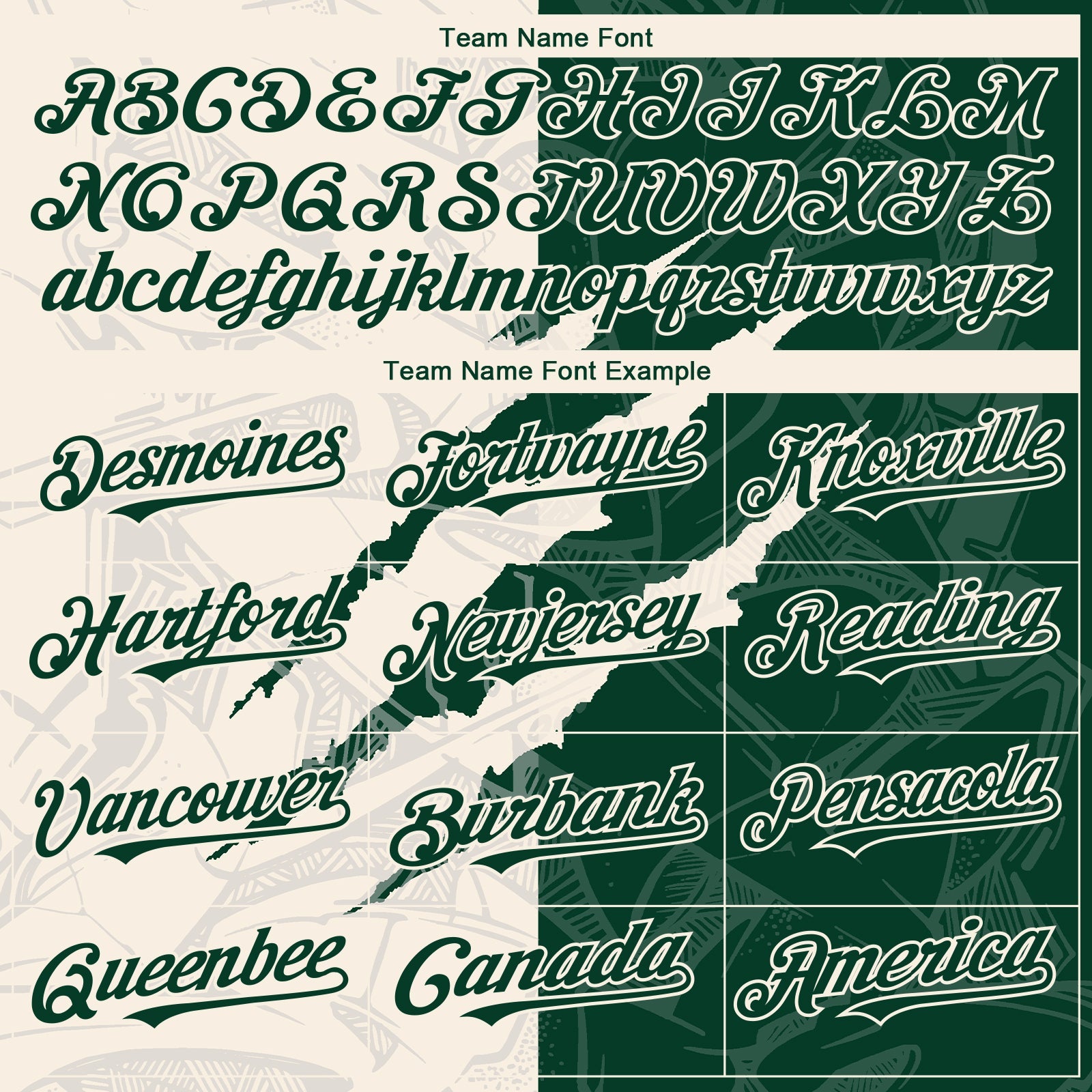 Custom Graffiti Pattern Green-Cream 3D Scratch Authentic Baseball Jersey