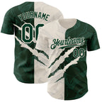 Custom Graffiti Pattern Green-Cream 3D Scratch Authentic Baseball Jersey