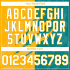 Custom Graffiti Pattern White Teal-Gold 3D Scratch Authentic Baseball Jersey