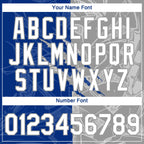 Custom Graffiti Pattern White Royal-Gray Scratch 3D Performance T-Shirt