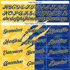 Custom Graffiti Pattern Royal-Yellow Scratch 3D Performance T-Shirt