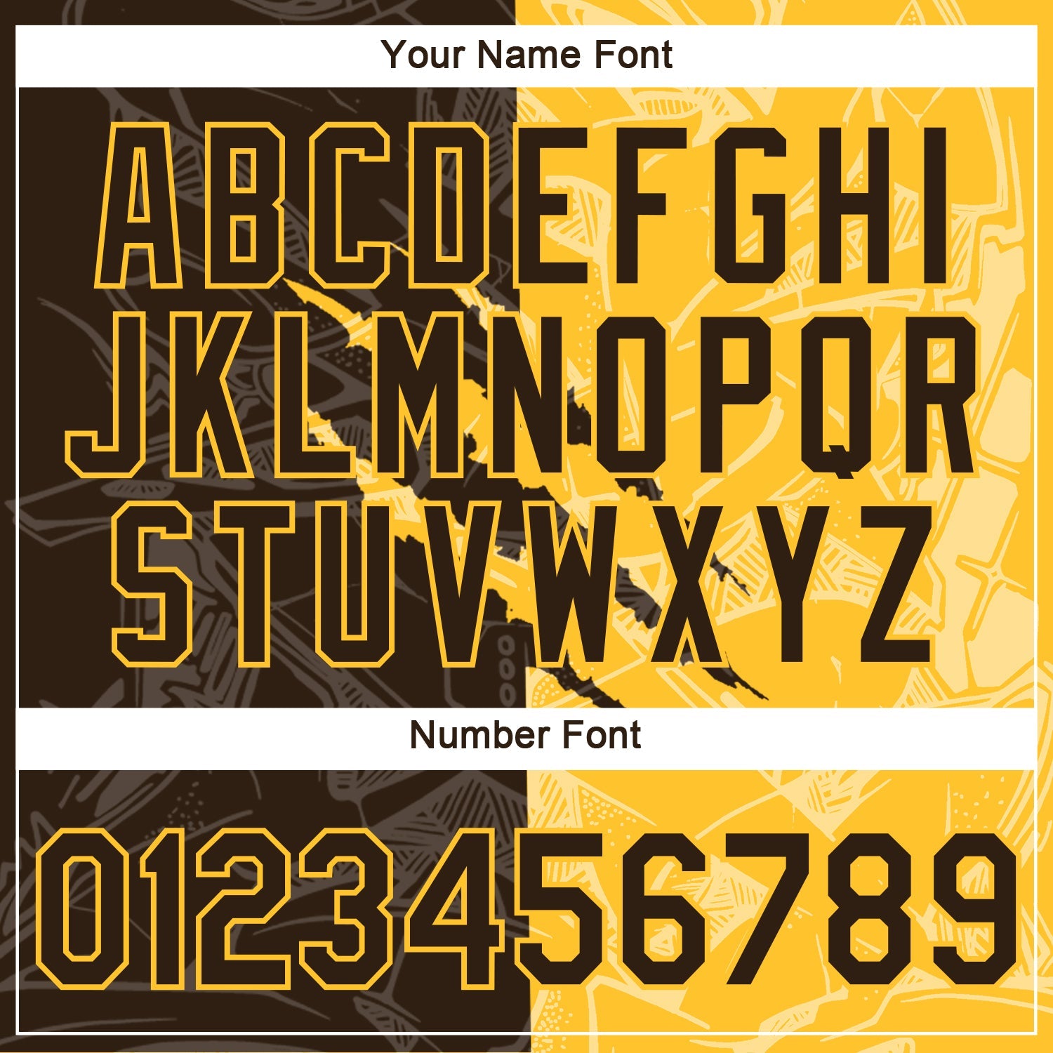 Custom Graffiti Pattern Brown-Gold Scratch 3D Performance T-Shirt