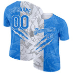 Custom Graffiti Pattern Powder Blue-White Scratch 3D Performance T-Shirt