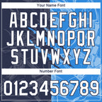 Custom Graffiti Pattern White Navy-Powder Blue Scratch 3D Performance T-Shirt