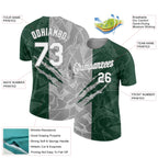 Custom Graffiti Pattern White Green-Gray Scratch 3D Performance T-Shirt