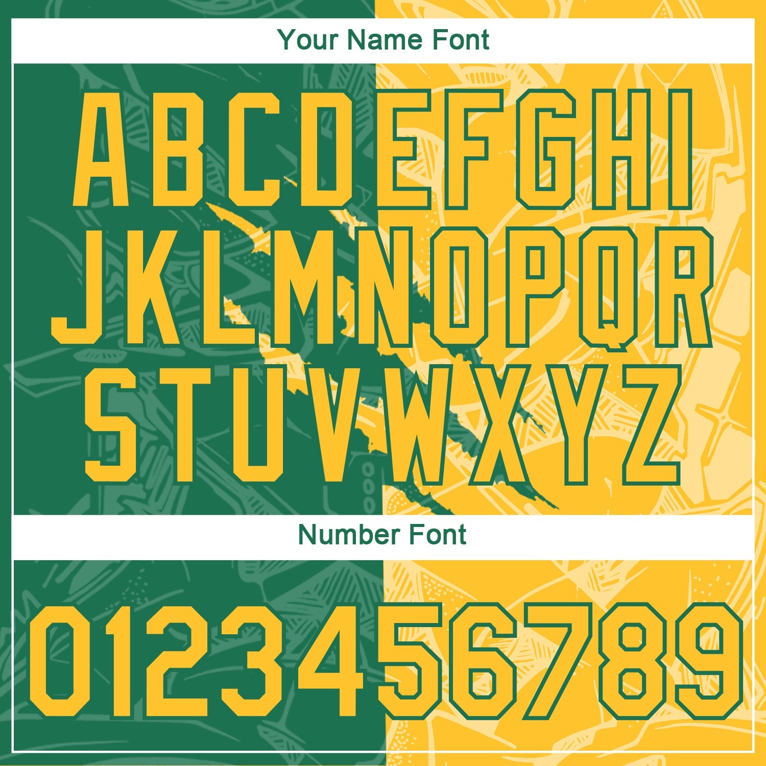 Custom Graffiti Pattern Gold-Kelly Green Scratch 3D Performance T-Shirt