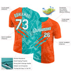 Custom Graffiti Pattern White Orange-Aqua Scratch 3D Performance T-Shirt
