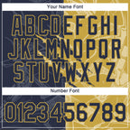 Custom Graffiti Pattern Navy-Old Gold Scratch 3D Performance T-Shirt