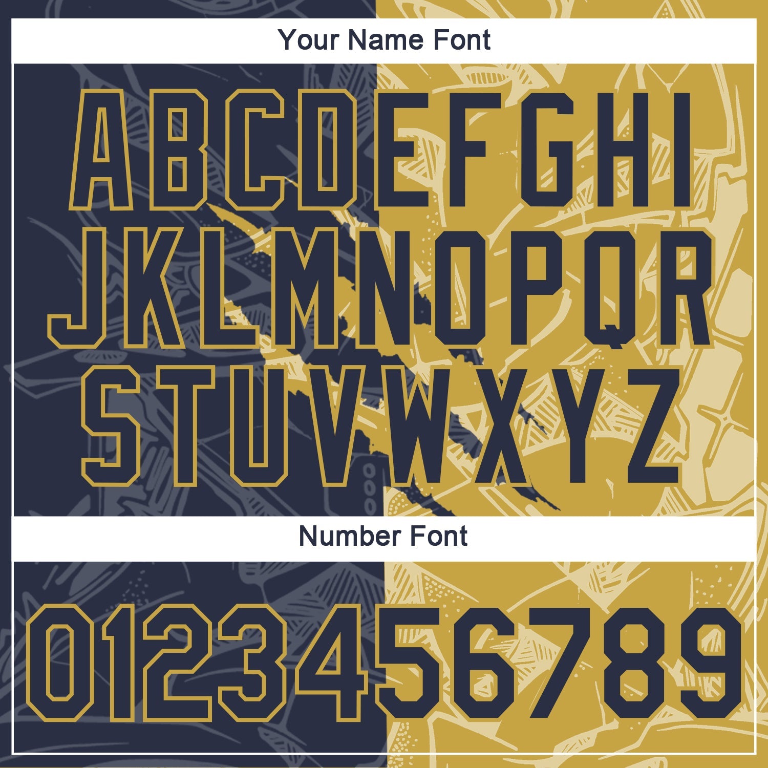 Custom Graffiti Pattern Navy-Old Gold Scratch 3D Performance T-Shirt