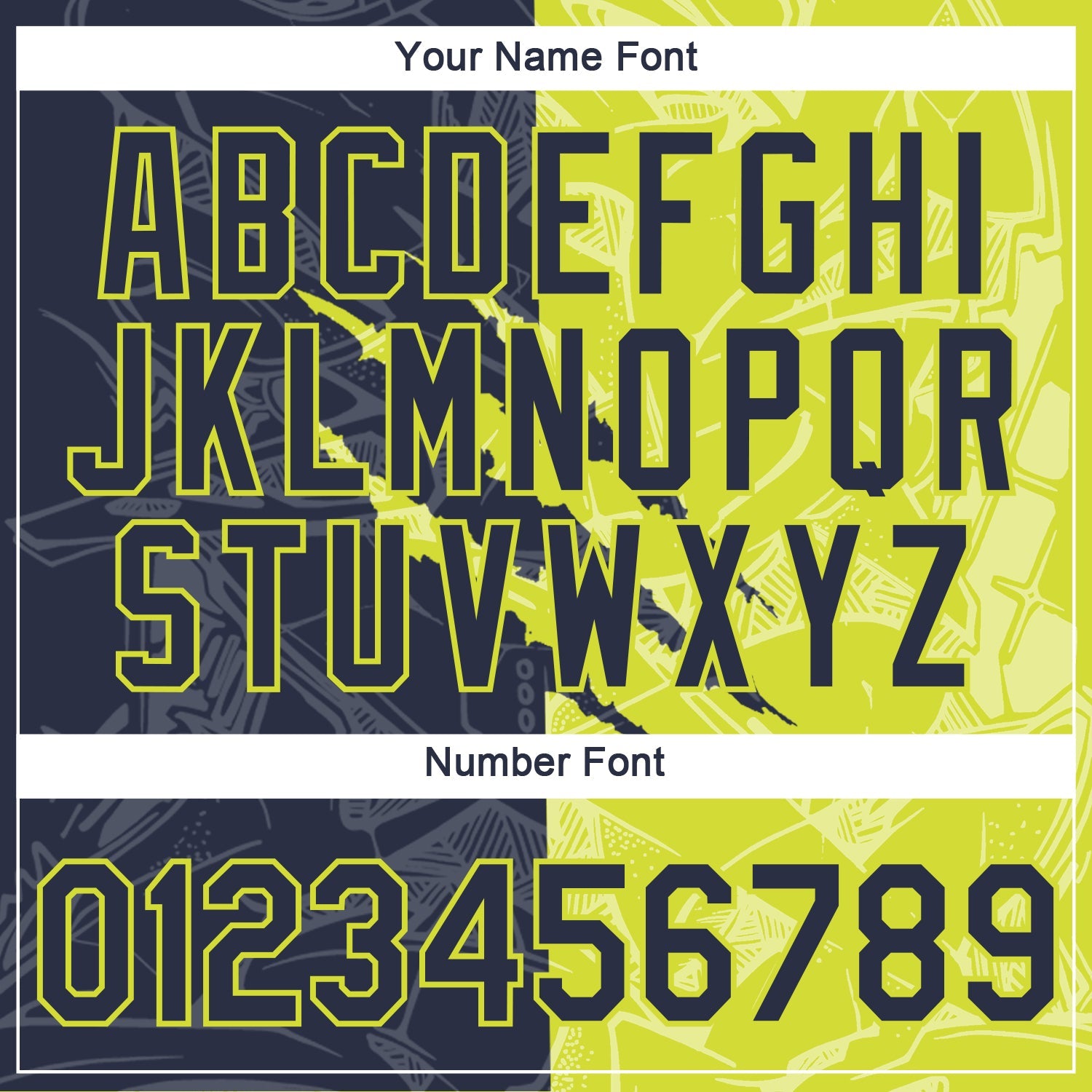 Custom Graffiti Pattern Navy-Neon Yellow Scratch 3D Performance T-Shirt