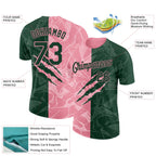 Custom Graffiti Pattern Green-Medium Pink Scratch 3D Performance T-Shirt