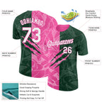 Custom Graffiti Pattern White Green-Pink Scratch 3D Performance T-Shirt