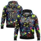 Custom Stitched Graffiti Pattern Black-White 3D Splash Grunge Art Sports Pullover Sweatshirt Hoodie
