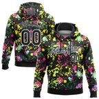 Custom Stitched Graffiti Pattern Black-White 3D Splash Grunge Art Sports Pullover Sweatshirt Hoodie