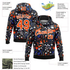 Custom Stitched Graffiti Pattern Orange Black-White 3D Splash Grunge Art Sports Pullover Sweatshirt Hoodie