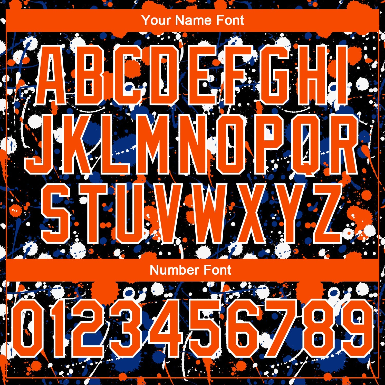 Custom Stitched Graffiti Pattern Orange Black-White 3D Splash Grunge Art Sports Pullover Sweatshirt Hoodie