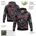 Custom Stitched Graffiti Pattern Black-Medium Pink 3D Splash Grunge Art Sports Pullover Sweatshirt Hoodie